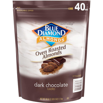 Blue Diamond Almonds, Oven Roasted Dark Chocolate Flavored Snack Nuts Perfect For Snacking, On-The-Go, Lunches And More, 40 Oz