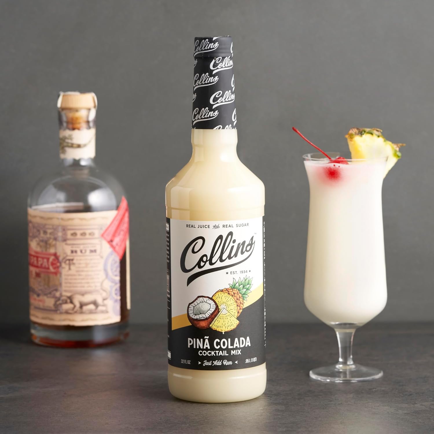 Collins Pina Colada Mix | Made With Real Pineapple Juice, Coconut and Other Natural Flavors | Tropical Cocktail Mixer, Home Bar accessories Cocktail Mixers, 32 fl oz : Grocery & Gourmet Food