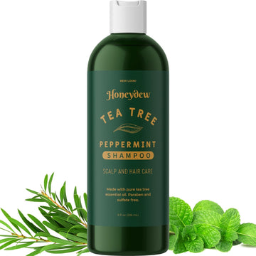 Invigorating Tea Tree Mint Shampoo - Rosemary Mint Shampoo for Oily Hair with Tea Tree Oil for Hair - Aromatherapy Clarifying Shampoo for Build Up Dry Scalp and Flakes with Essential Oils for Hair