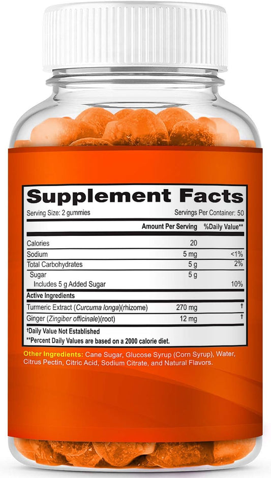 Turmeric Gummies for Adults and Kids | Max Strength Turmeric and Ginger Supplement | Vegan Organic Natural Turmeric Curcumin Gummies for Overall Health | Best Turmeric Supplement with Ginger
