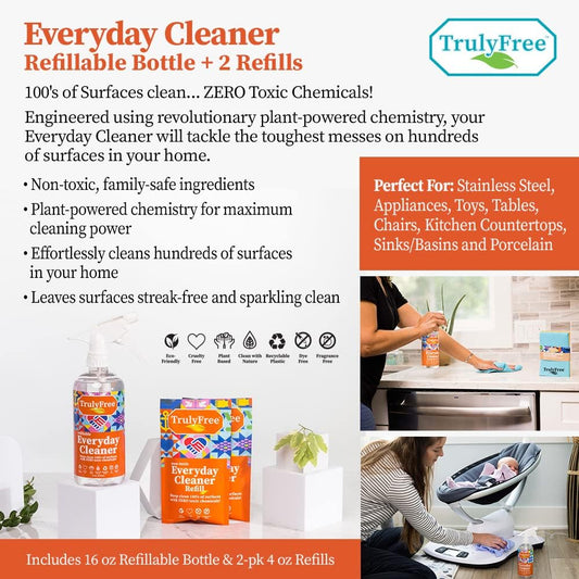 Truly Free Kitchen Cleaning Bundle, Natural, No Chemical Cleaners For Everything In Your Kitchen And Home (All-In-One Kitchen Cleaning Bundle - 9 Products)