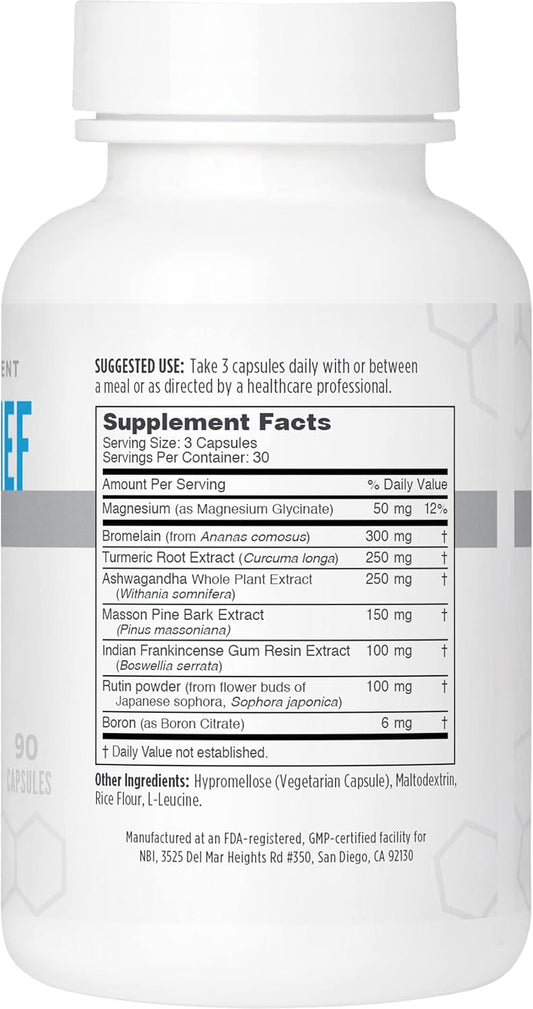 Nbi Joint Relief Supplement For Joint Support | Premium Turmeric Curcumin, Magnesium Glycinate, & Whole Plant Extract | 90 Ct Veggie Capsules