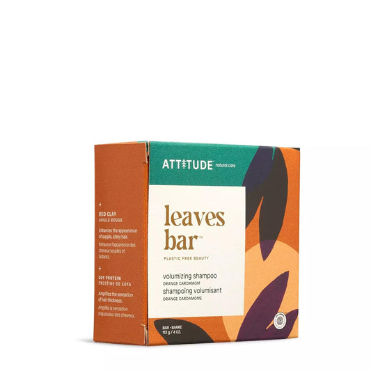 ATTITUDE Hair Shampoo Bar, Plant and Mineral-Based Ingredients, EWG Verified and Plastic-free Beauty Care, Vegan and Cruelty-free, Volumizing, Orange Cardamom, 4 Oz