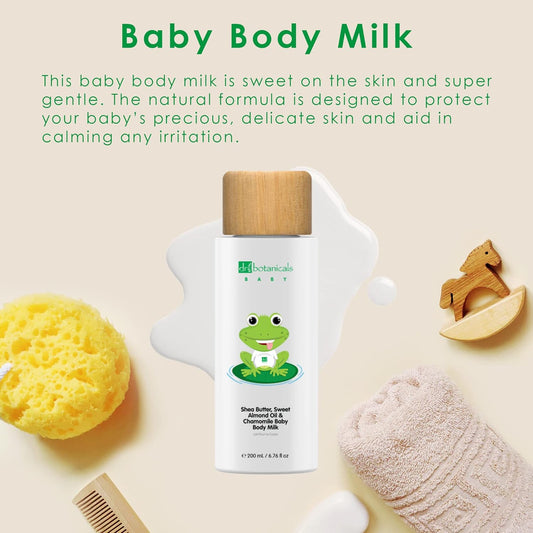 Dr Botanicals Baby Body Milk With Shea Butter, Sweet Almond Oil & Chamomile | Dermatologically Tested, 99.18% Natural, 100% Vegan | 200Ml