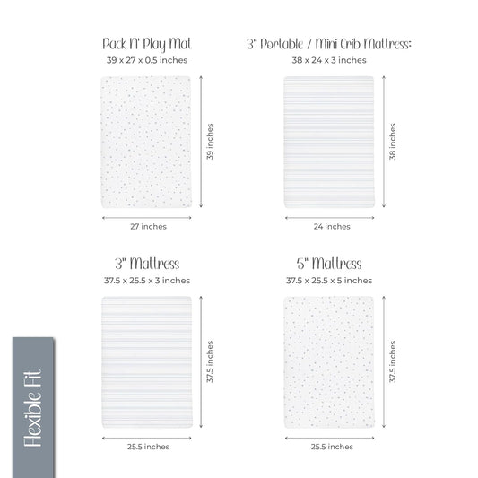 Ely’S & Co. Pack And Play Sheets, For Mini/Portable Crib, 2 Pack Fitted Playpen Play Yard Sheet Set Compatible With Graco Pack N Play, For Baby Boys, 100% Cotton, Blue Stars And Stripes, 38”X24”X5”