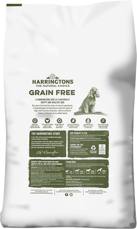Harringtons Complete Grain Free Hypoallergenic Chicken & Sweet Potato Dry Dog Food 18kg - Made with All Natural Ingredients?GFHYPC-18