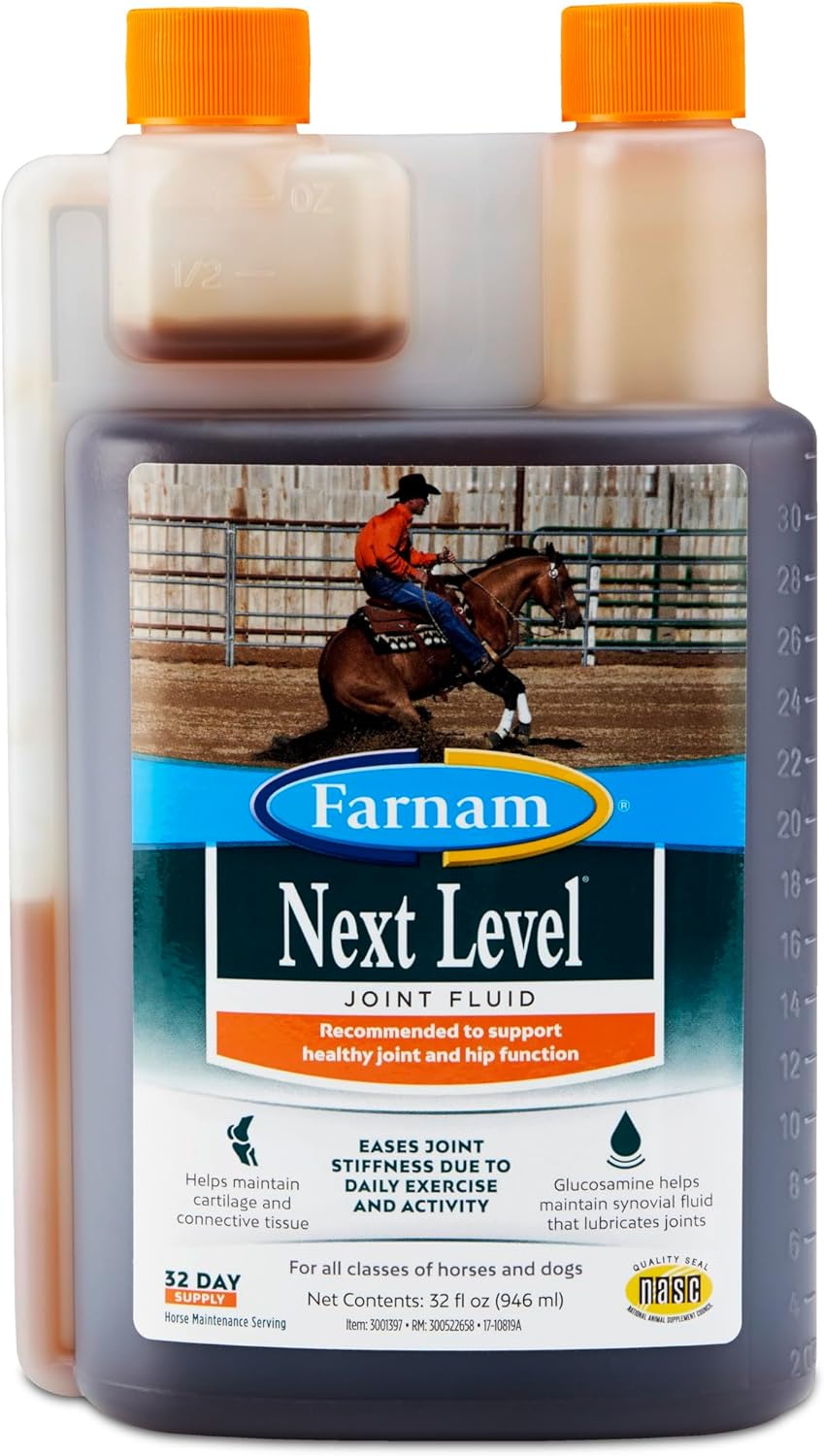 Farnam Next Level Horse Joint Supplement For Horses & Dogs, Helps Maintain Connective Tissue To Ease Joint Stiffness Due To Daily Activity, 128 Oz, 128 Day Supply