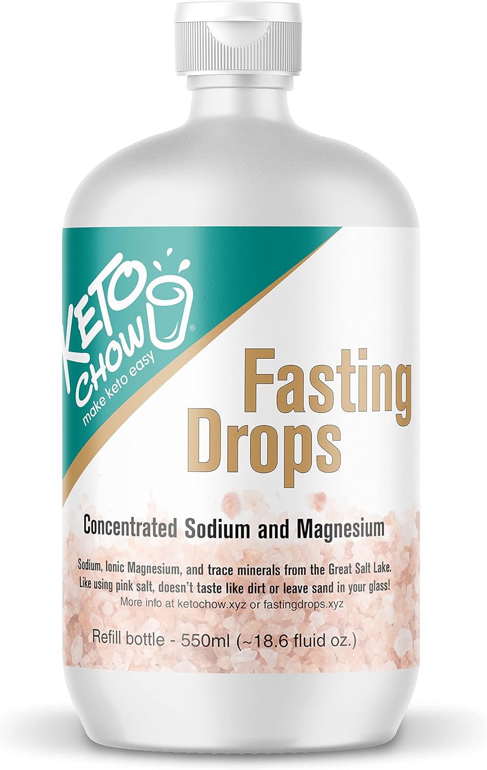 Keto Chow Fasting Drops | Sodium And Ionic Magnesium Fasting Supplement | Intermittent Fasting Mineral Supplements | Electrolyte Replenisher | (550Ml/18.6 Bottle)