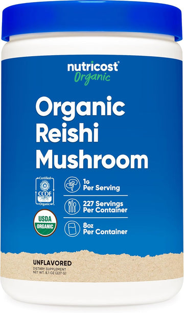 Nutricost Organic Reishi Mushroom Powder 0.5Lb (8Oz) - Usda Certified 100% Organic, Vegetarian, Non-Gmo, Gluten Free