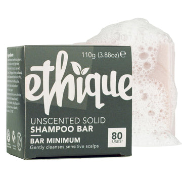 Ethique Bar Minimum - Unscented Solid Sulfate Free Shampoo Bar For Sensitive Scalps - Vegan, Eco-Friendly, Plastic-Free, Cruelty-Free,3.88 Oz (Pack Of 1)