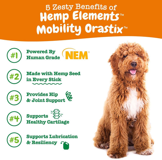 Zesty Paws Orastix For Dogs - Hip & Joint Mobility Sticks With Hemp Seed Curcumin Eggshell Membrane Taurine Support For Hips Joints Cartilage Health Proprietary Healthy Teeth Gum Blend 25Oz