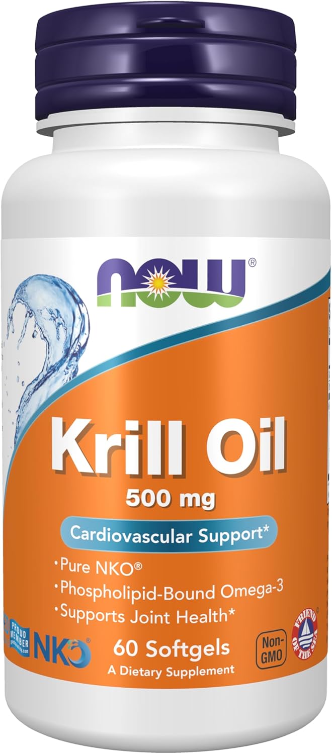 Now Foods Supplements, Neptune Krill Oil 500 Mg, Phospholipid-Bound Omega-3, Cardiovascular Support*, 60 Softgels