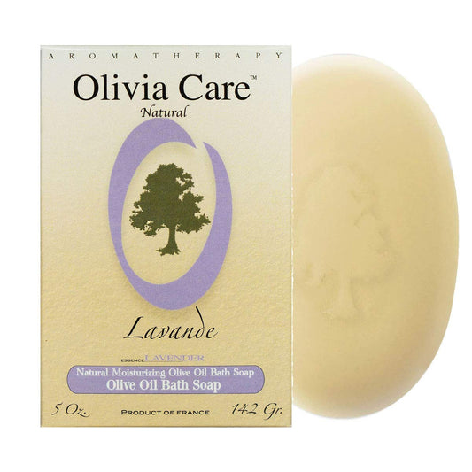 Olivia Care Lavender Bar Soap- Natural, Organic & Vegan - For Face & Body. Cold-Pressed Triple -Milled. Hydrating, Moisturizing. Infused Calcium & Vitamins - 5 Oz