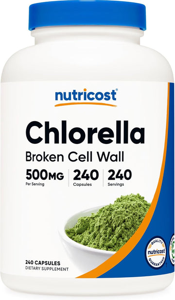 Nutricost Chlorella Capsules 500Mg, 240 Vegetarian Capsules - Non-Gmo And Gluten Free