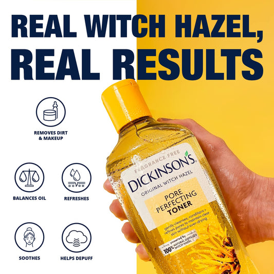 Dickinson'S Witch Hazel Facial Toner Duo: Original Pore Perfecting Toner (1 16 Fl. Oz Bottle) And Enhanced Hydrating Toner With Rosewater (1 16 Fl. Oz Bottle), 100% Natural