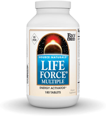 Source Naturals Life Force Multiple Iron Free Daily Multivitamin High Potency Essential Vitamins, Minerals, Antioxidants & Nutrients - Energy & Immune Boost - 180 Tablets