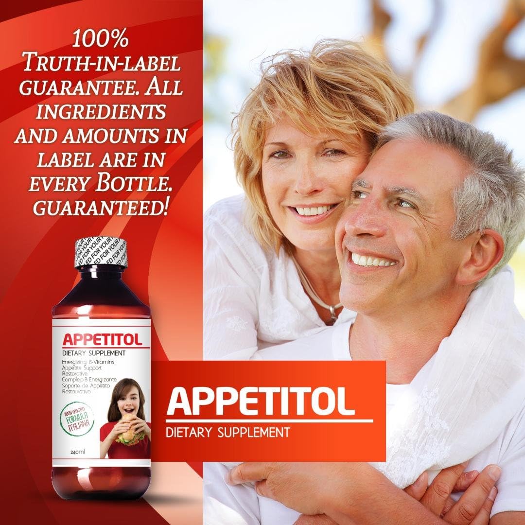 Appetitol Appetite-Weight Gain. Natural Appetite and Weight Gain Stimulant for Underweight Children Fortified with Vitamins B1,B2,B3,B5,B6,B12,Folic Acid , Iron, Zinc, Flax Seed Oil. ( 8 Fl Oz) : Health & Household