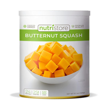 Nutristore Freeze Dried Butternut Squash | Vegetables for Healthy Snack or Long Term Storage | Emergency Survival Canned Food Supply | Bulk #10 Can Veggies | 25 Year Shelf Life | 24 Servings