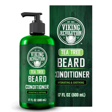 Viking Revolution Tea Tree Beard Conditioner For Men With Argan Oil And Jojoba Oil - Beard Softener And Strengthener Natural Beard Conditioner With Ginger Root Extract - Beard Care Moisturizer (17Oz)