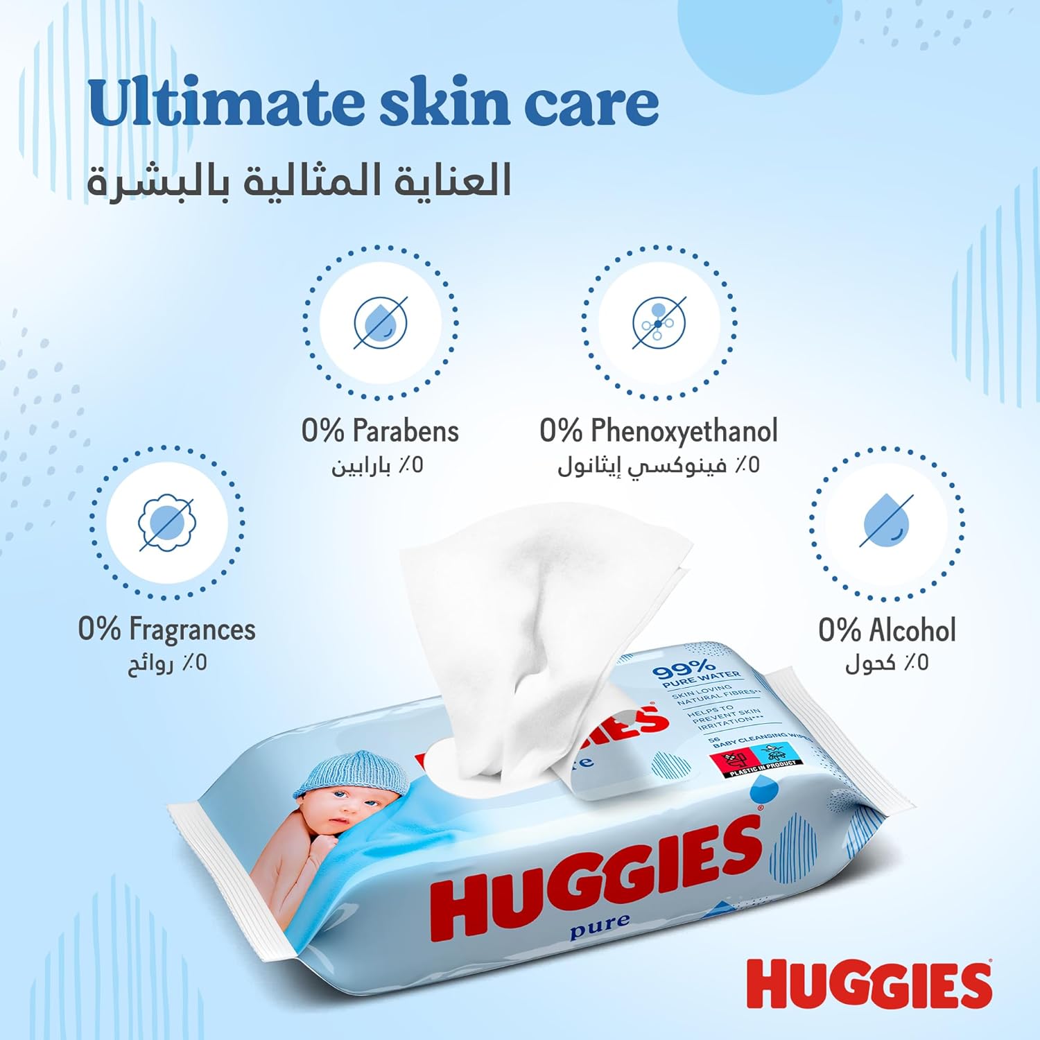 Huggies Pure Baby Wipes, 1 Pack, 56 wipes : Amazon.co.uk: Baby Products