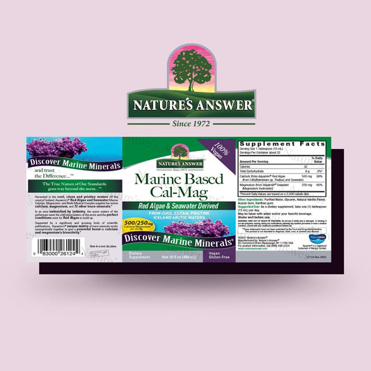 Nature'S Answer Marine Based Calcium Magnesium, Vanilla Cream, 16-Ounce | Natural Immune Support | Maintains Healthy Bones | Promote Heart Health | Muscular Function Support