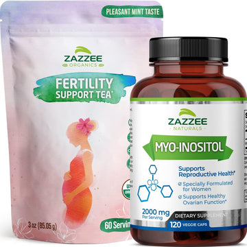 Zazzee Myo-Inositol Capsules And Usda Organic Fertility Support Tea