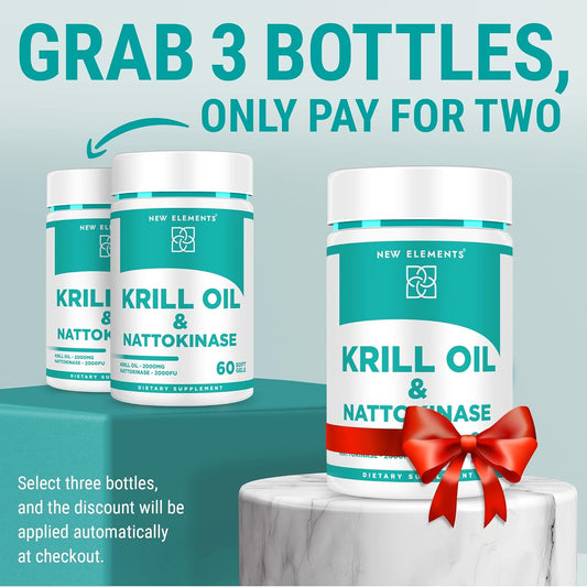Nattokinase Supplement 4000 Fu Organic With Antarctic Krill Oil Omega 3 Softgels 2000Mg | Dha | Epa | Nattokinase Derived From Japanese Natto | Cardiovascular & Heart Health Support | 60 Softgels