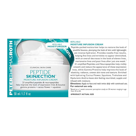 Peter Thomas Roth | Peptide Skinjection Moisture Infusion Cream, Refillable Moisturizer, For Loss Of Firmness And Elasticity, Fine Lines & Wrinkles, Dryness, 21 Amplified Peptides & Neuropeptides