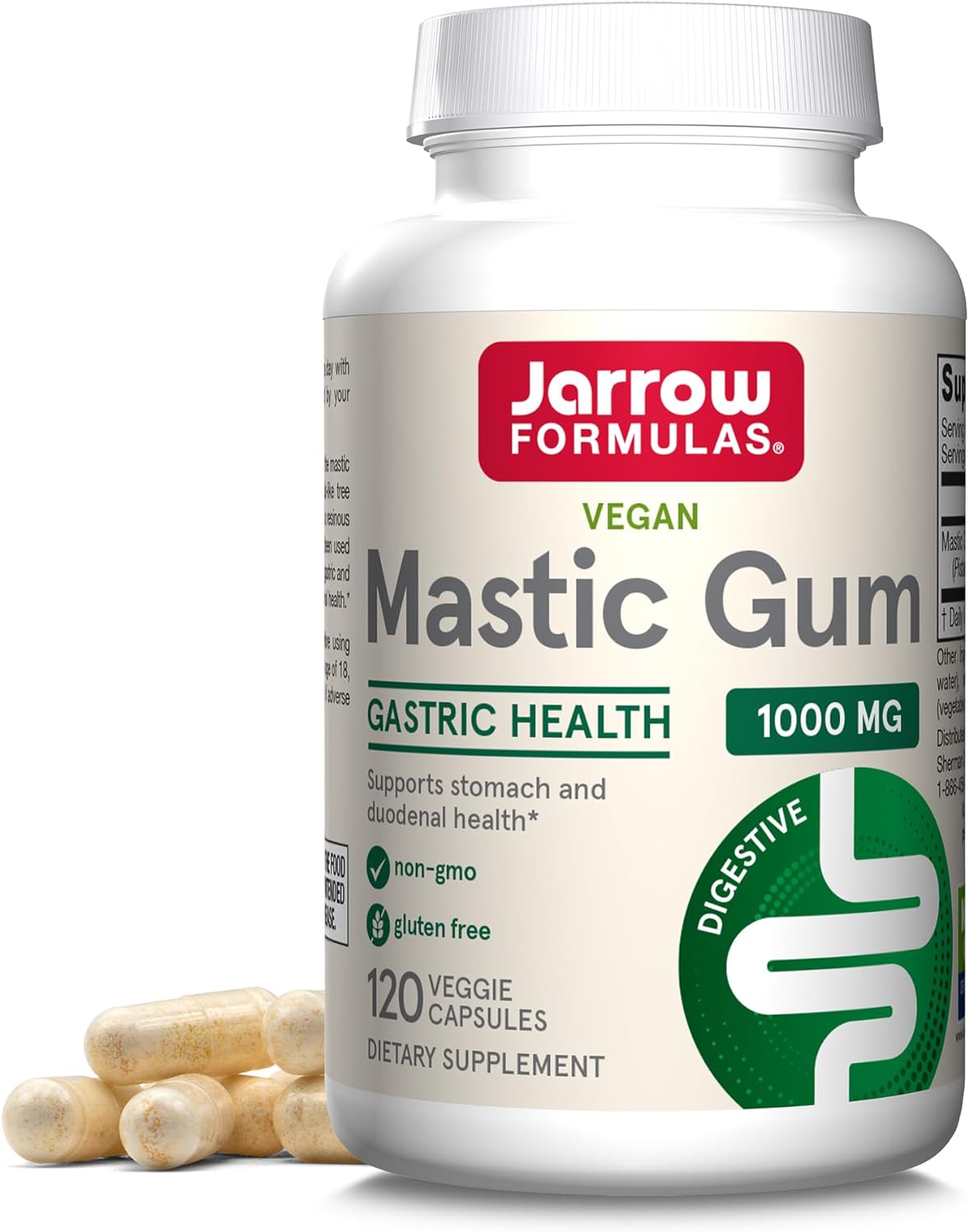Jarrow Formulas Mastic Gum 1000 Mg, Dietary Supplement For Gastrointestinal Health Support, 120 Veggie Capsules, 60 Day Supply