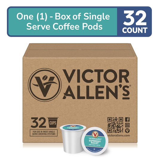 Victor Allen'S Coffee, Espresso Roast Coffee, 32 Count, Single Serve Coffee Pods For Keurig K-Cup Brewers