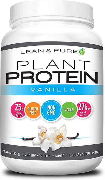 Lean & Pure Plant Vegan Protein Powder, 25G Of Protein, Non Gmo, Gluten Free, Vanilla, 821G