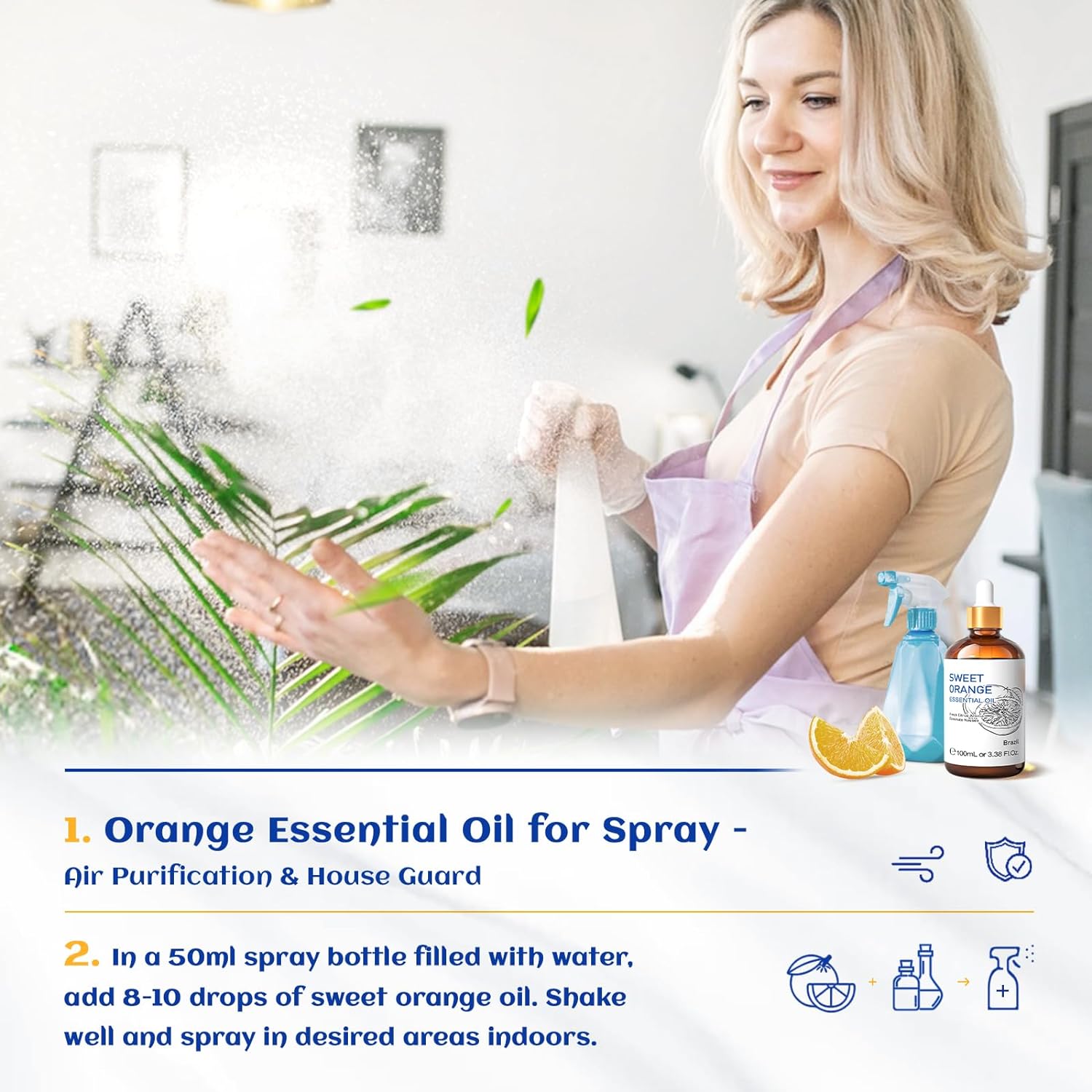 HIQILI Orange Essential Oil, 100% Pure, No Phototoxicity - 3.38 Fl Oz : Health & Household