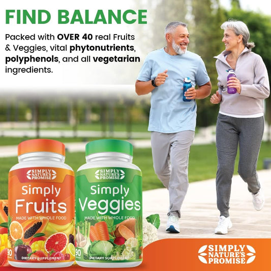 Simply Nature's Promise - Packed with Over 40 Different Fruits & Vegetables - Made with Whole Food Superfoods - 100% Soy Free - Nature Balance & Energy - 90 Count (Pack of 4)