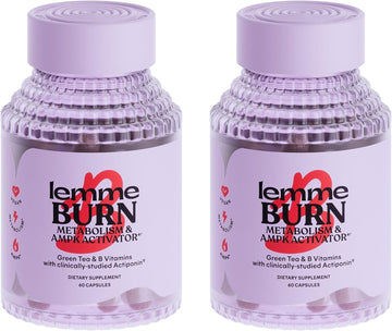 Lemme Burn Belly Fat Capsules, Clinically Studied AMPK Metabolic Activator Actiponin Jiaogulan, 50% EGCG Green Tea Extract, Vitamin B6, Methyl B12 for Men and Women - Vegan- 60 Count (Pack of 2)