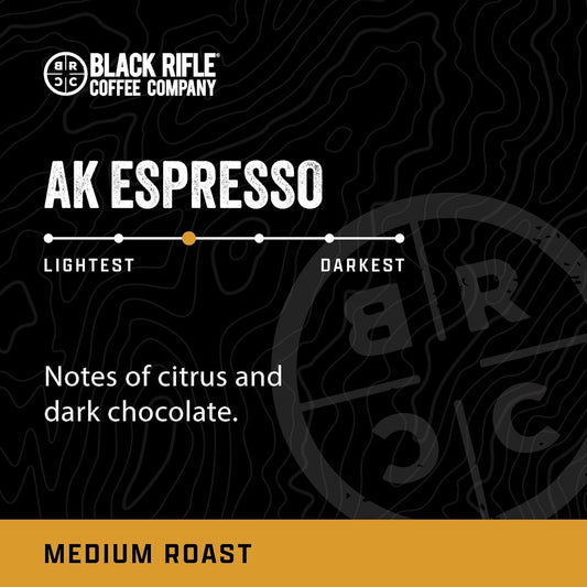 Black Rifle Coffee Company Ak Espresso, Medium Roast Coffee Pods, 12 Single Serve Coffee Pods