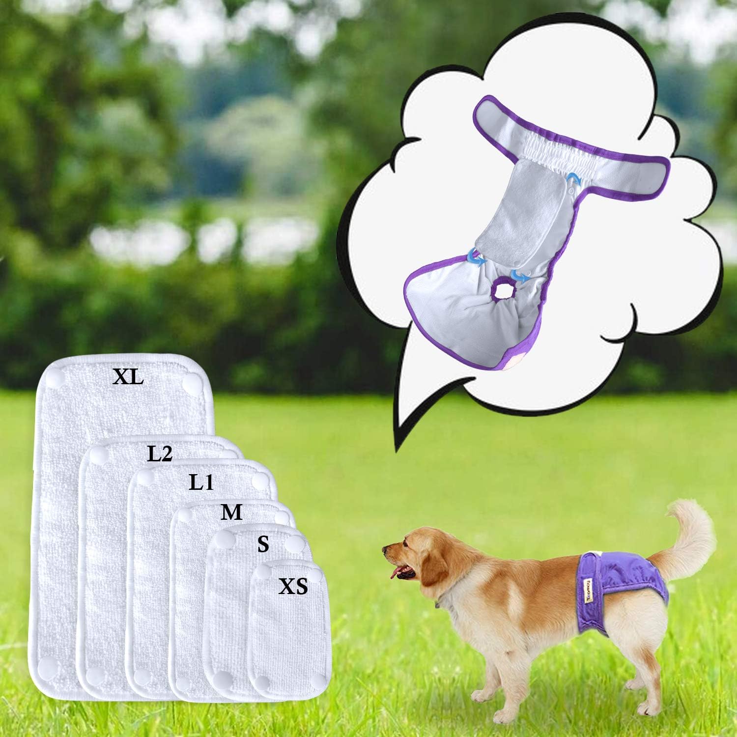 Teamoy Female Dog Diaper Pads, Reusable Doggie Diaper Wraps Liner Pads(Pack Of 6), S