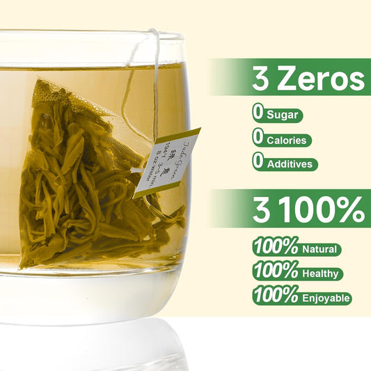 Gtglotra Premium Full-Leaf Loose Green Tea, 24 Pyramid Bags(4 Pack), 100% Natural No Additives, Easy Brew, Biodegradable Tea Whole Leaf Tea Sampler, Family Size, Suitable For Gifts, Office Reception