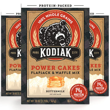 Kodiak Cakes Protein Pancake Power Cakes, Flapjack and Waffle Baking Mix, 20 Buttermilk 60 Ounce (Pack of 3)