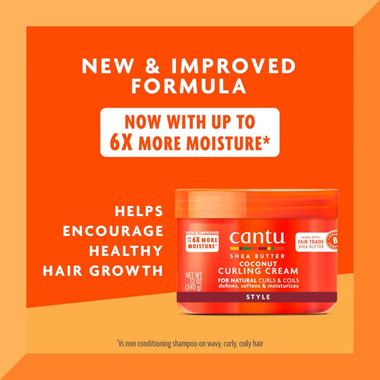 Cantu Coconut Curling Cream For Natural Hair With Pure Shea Butter, 12 Oz (Pack Of 2)