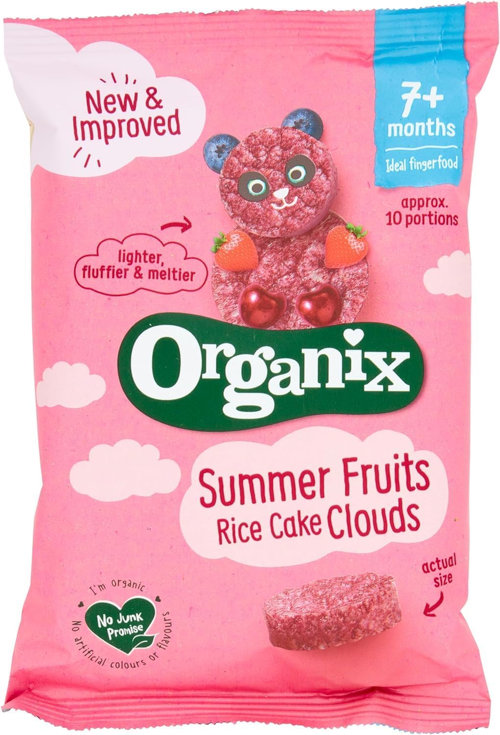 Organix Summer Fruits Rice Cake Clouds, Berry Flavoured Snack, Multipack, 4 x 18 g Bags Per Box (4 Boxes Total) : Amazon.co.uk: Grocery