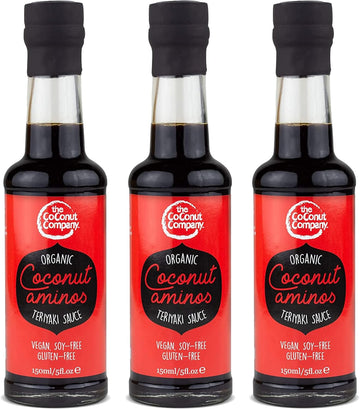 Organic Coconut Aminos - Teriyaki - 150Ml - 3 Bottles, Vegan, Naturally Fermented, No-Soy, Low Salt, Non-Gm, Gluten-Free