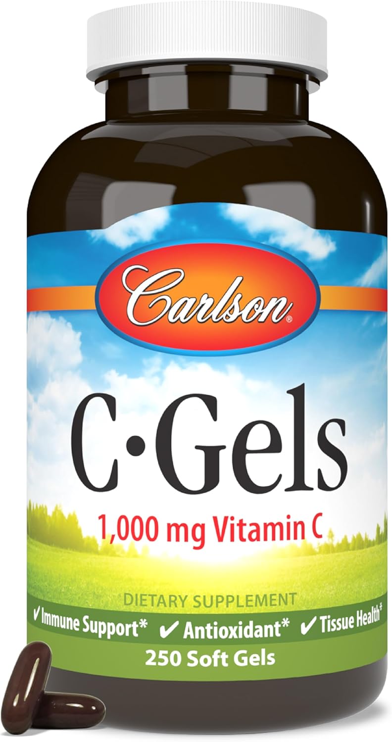 Carlson - C-Gels, 1000Mg, Vitamin C Softgels, Immune Support & Heart Health, Vitamin C Softgels, Antioxidant, Vitamin C Supplement, 100 Softgels