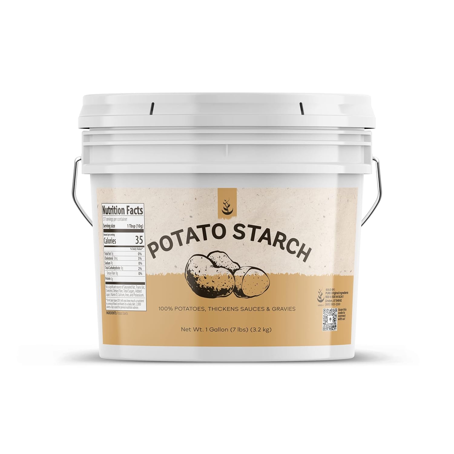 Pure Original Ingredients Potato Starch (1 Gallon) Wheat & Corn Alternative, Non-Gmo, Baking & Cooking Thickener