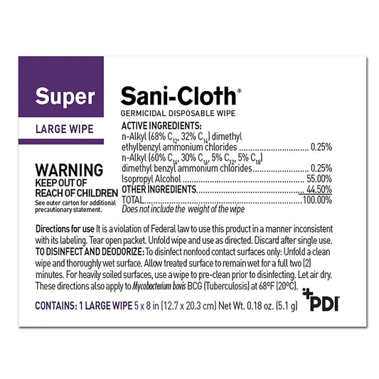 Super Sani-Cloth Surface Disinfectant Wipe, Individual Packets | 50 Count