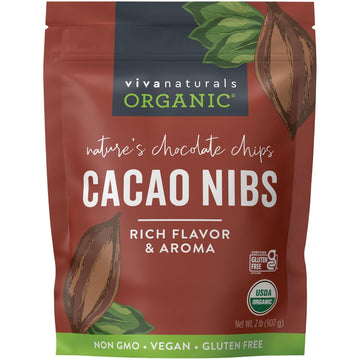 Viva Naturals Organic Cacao Nibs, 2 Lb - Certified Keto And Vegan Superfood, Perfect For Gluten Free Baking And Smoothie Topper, Premium Criollo Beans, Non-Gmo