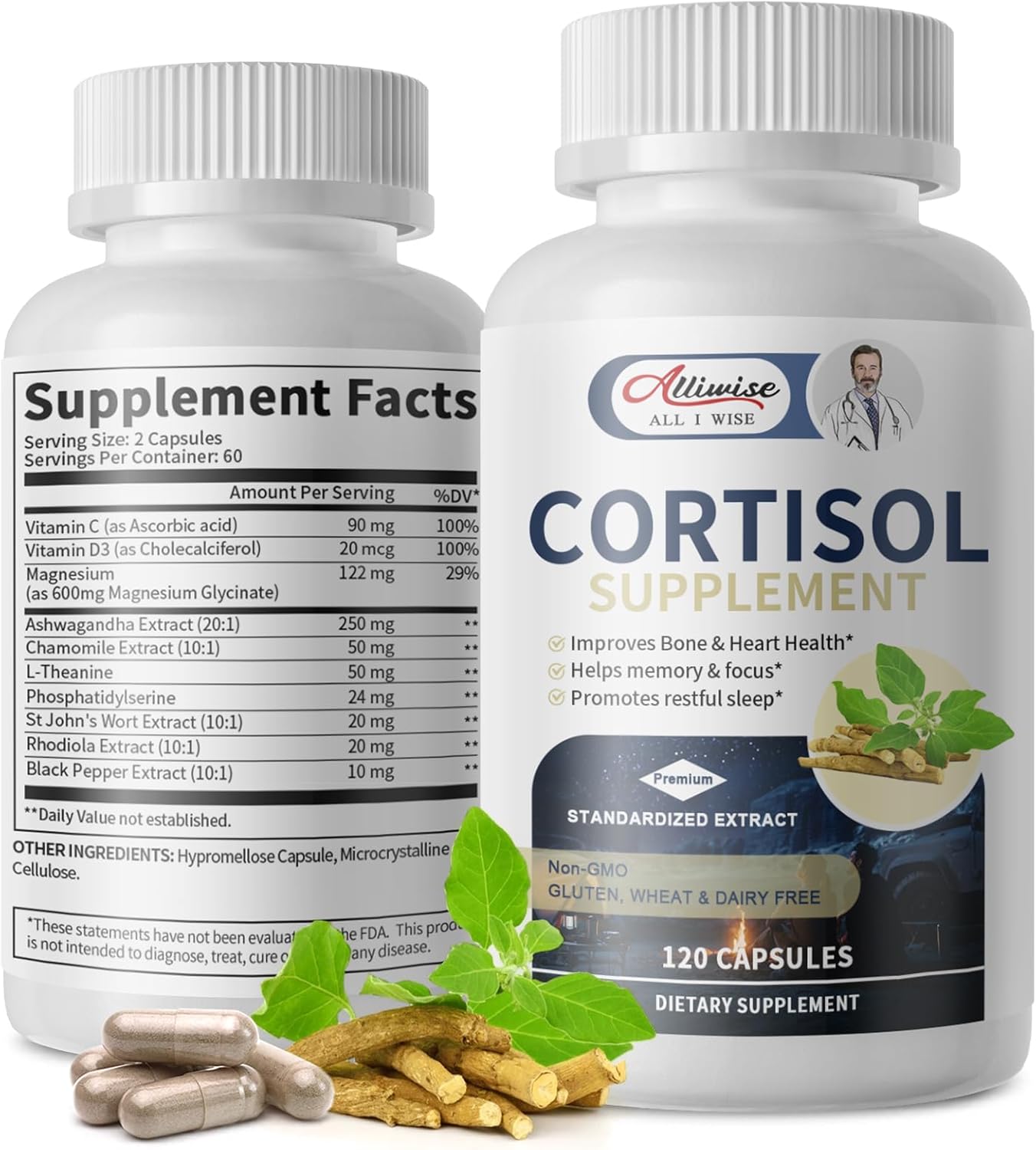 Cortisol Supplements For Women And Men,Cortisol Manager With Magnesium, Ashwagandha,Rhodiola, L-Theanine,Balanced Cortisol Levels For Mood,Focus,Zzz Support