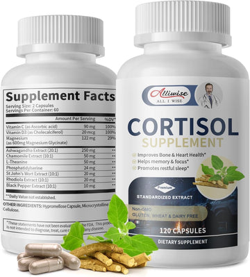 Cortisol Supplements For Women And Men,Cortisol Manager With Magnesium, Ashwagandha,Rhodiola, L-Theanine,Balanced Cortisol Levels For Mood,Focus,Zzz Support
