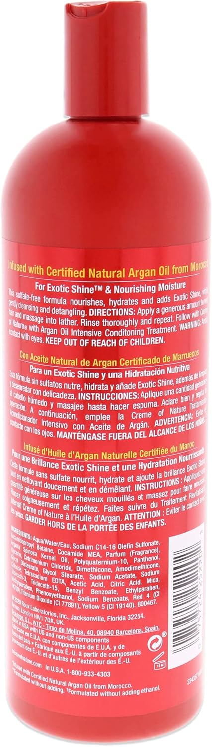 Creme Of Nature Pro Moisturising/Shine Shampoo With Argan, Sulphate- Free, White, 591 Ml (Pack Of 1)