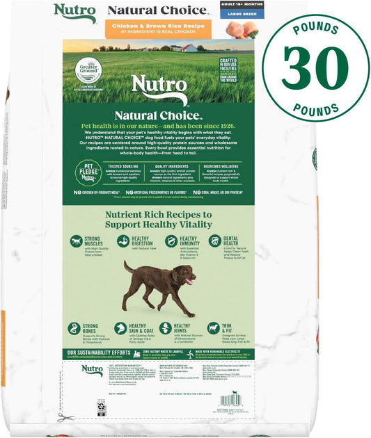 Nutro Natural Choice Adult Large Breed Dry Dog Food, Chicken And Brown Rice Recipe, 30 Lbs