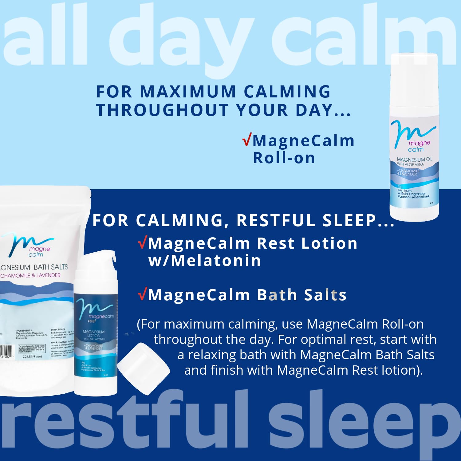 MG12 THE POWER OF MAGNESIUM MagneCalm Rest Lotion with Melatonin, Lavender & Chamomile - Mangesium Lotion for Peaceful Rest, 5 Ounce : Baby